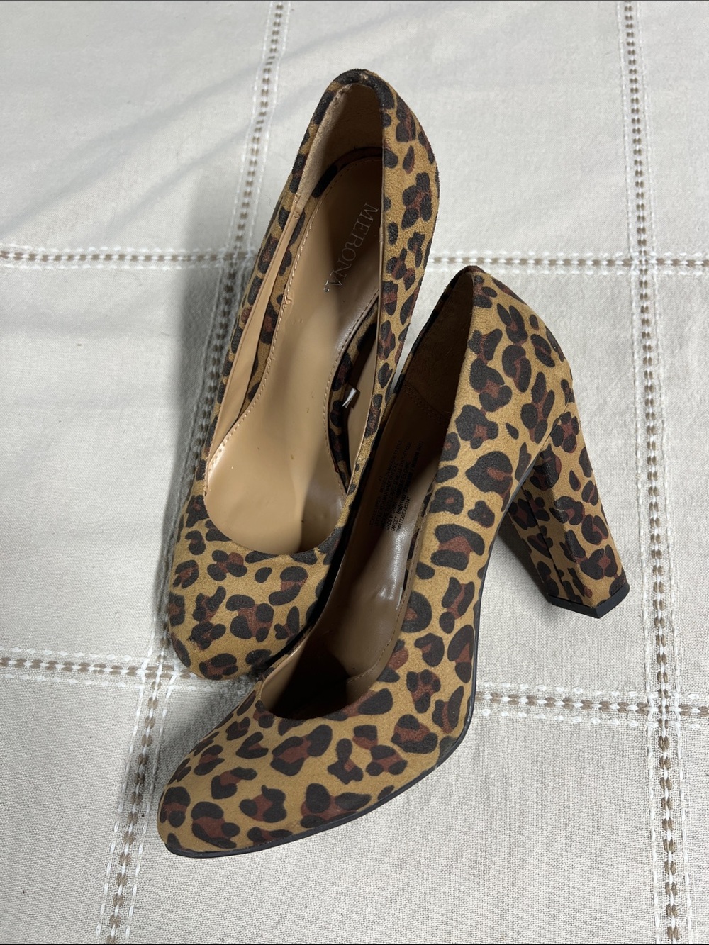 Merona Leopard Print Block Heel Pumps - Tan/Brown/Black
